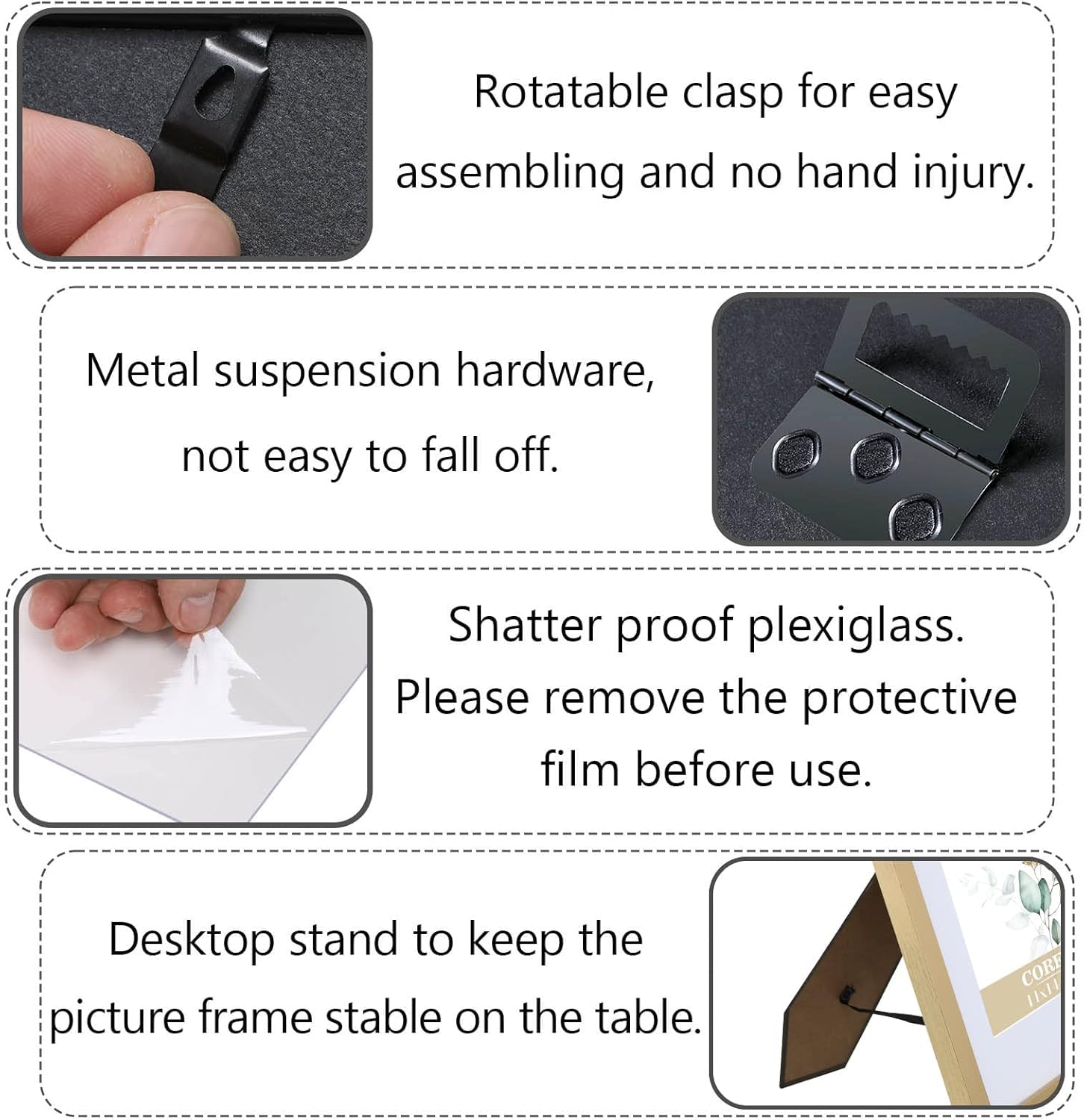 CORE ART 11x14 Picture Frame Gold Set of 2,Display Pictures 8x10 with Mat or 11 x 14 without Mat,Multi Photo Frames Collage for